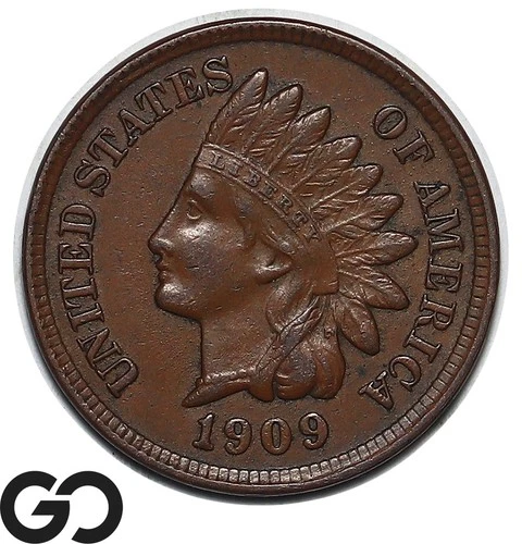 1909 Indian Head Cent Penny Choice AU