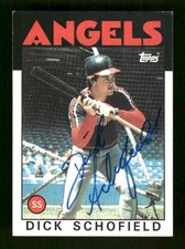 1986 Topps 311 Dick Schofield signed auto autograph crisp blue sig  ASC BXCP58