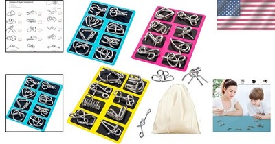 Metal Wire Puzzle Set of 24 with Pouch,Brain Teaser IQ Trick Toy