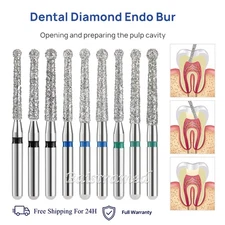 100/200Pcs AZDENT Dental Diamond Burs Endo Access Bur For Hight Speed Handpiece