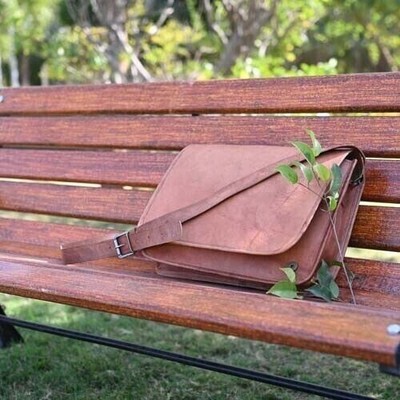 Genuine Brown Shoulder Bag Vintage Leather Messenger Laptop