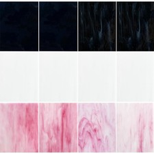 ILLUCKAI 12 Sheets Black  White Pink Stained Glass Sheets, 4 x 6 inch Stain...