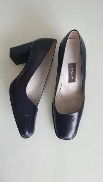 Women Bally Heels Navy Leather 37 #5KFU
