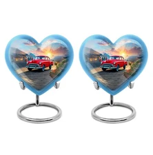 Car Heart Urn 3Inch Set Of 2 Keepsake Burial Urns for Human Ashes Decorative