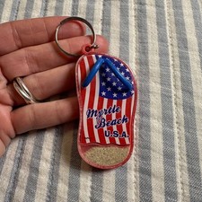 Myrtle Beach USA Flip Flop Keychain American Flag Sand Souvenir agiftcorp