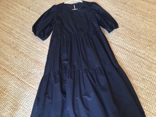 Zara Black Cotton Midi Dress With Pockets Size XL