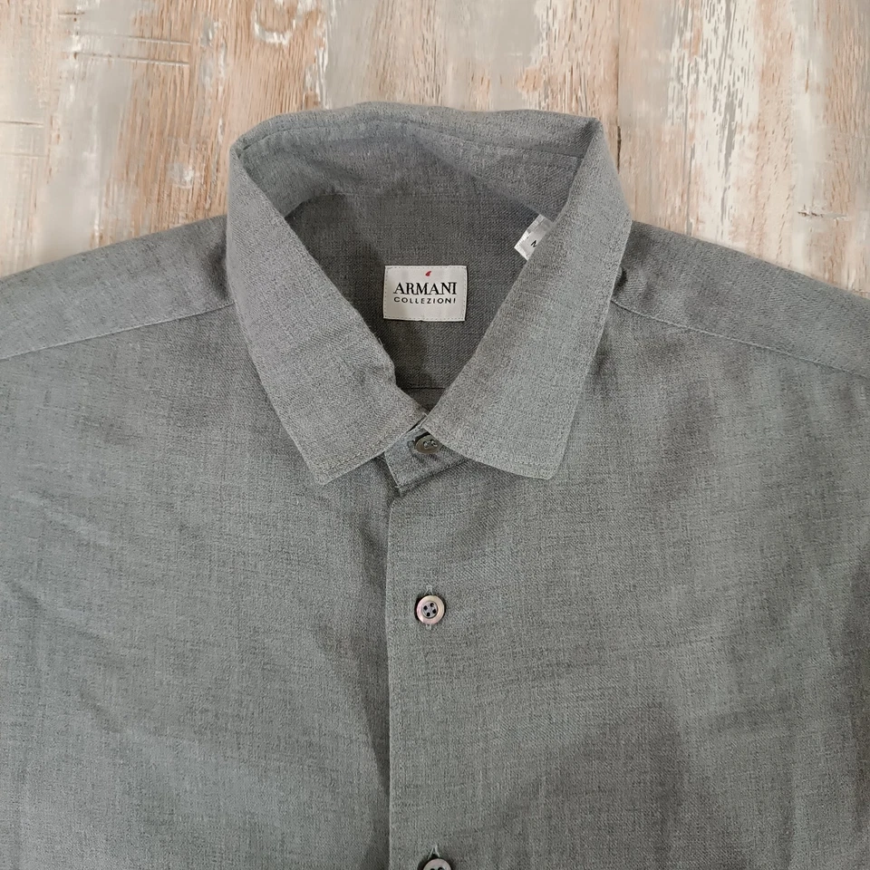 Giorgio Armani Collezioni Button Shirt Size M Mens Cotton Wool Long Sleeve - Image 4 of 4