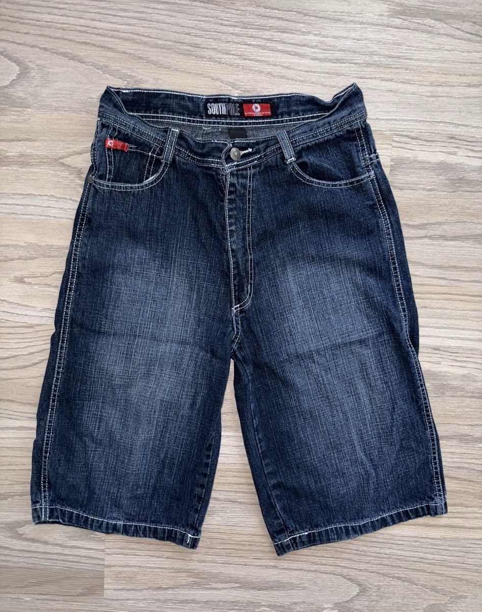Vintage Southpole Red Tab Shorts Mens Sz 29 Blue Denim Jorts Baggy
