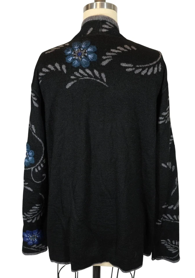 Cárdigan Morning Glory Alpaca Reversible Bordado Frente Abierto Talla Única M/L Foto 3 de 4