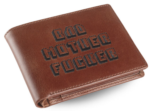 Premium Brown Embroidered Bad Mother Fu**er Leather Wallet As in Pulp Fiction GU10843