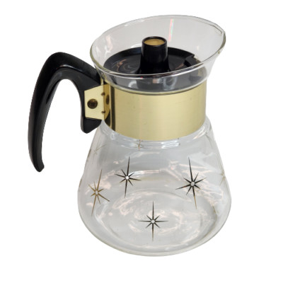 VTG Corning Heat Proof Glass Atomic Starburst 6 Cup Carafe Coffee Pot W/ Lid