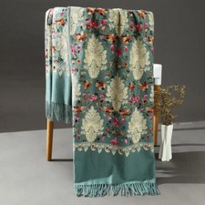 Pashmina Shawls Embroidery Flower Wrap Chal Soft Cashmere Scarf Poncho Cape