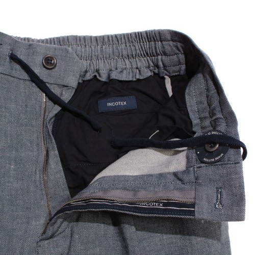 Incotex NWT Chinos / Casual Pants Sz 50 (US 34) Carrot Fit in Blue Cotton/Linen - Picture 4 of 14