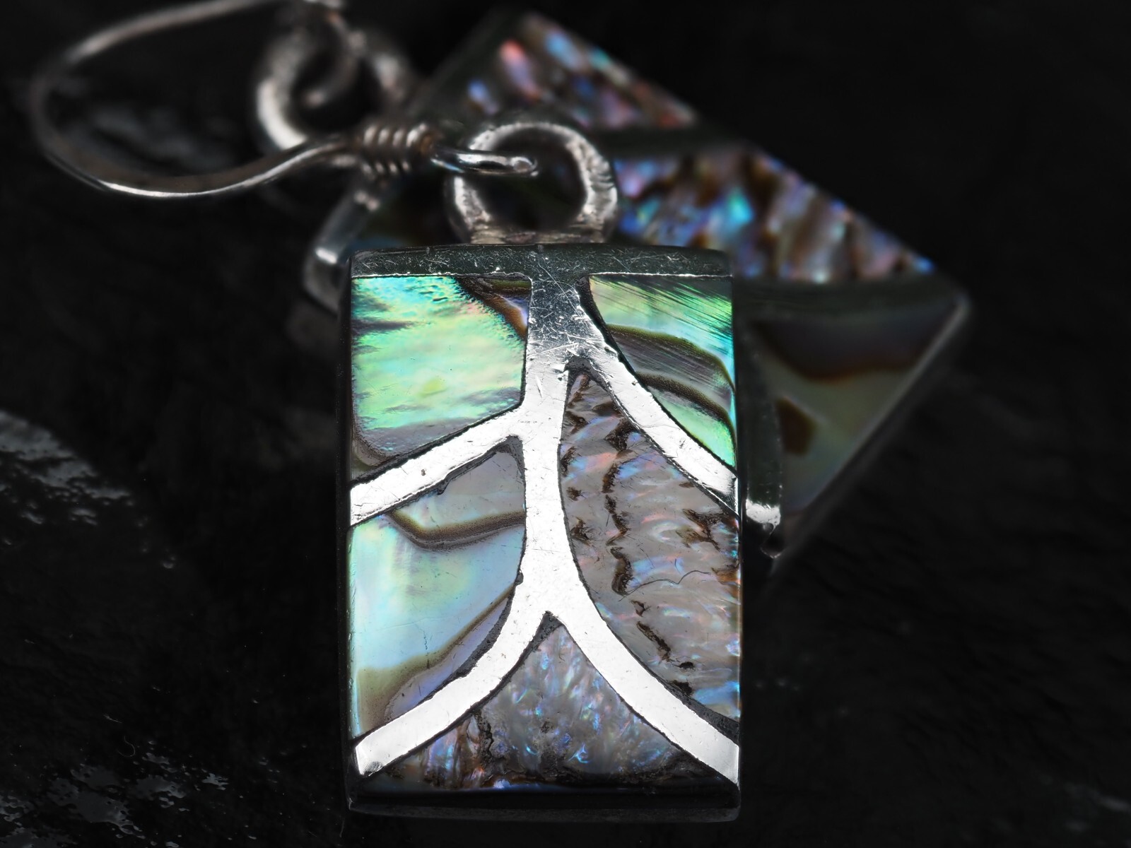Photo 2 of Sterling Silver Abalone Shell Earrings E51
