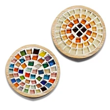 I DO Mosaic Tile Tea Coaster DIY Kit Circular Round Cubic Holder 2pcs NWT 223964