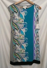 Donna Morgan Dress Sz 6 Blue Gray Sleeveless Pullover