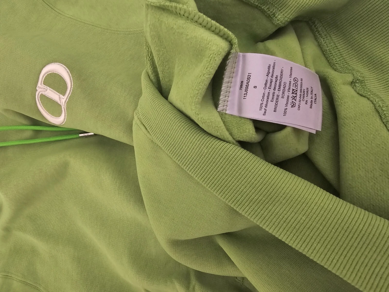 Felpa con cappuccio oversize verde logo CD Dior cotone