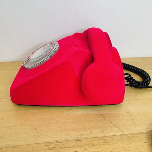 Pink Flocked Rotary Telephone Landline Retro Style Bright Handset Phone Rare - Picture 6 of 9