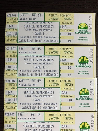 Seattle Supersonics 1986-87 NBA Playoffs Unused Tickets x10  - Picture 3 of 8