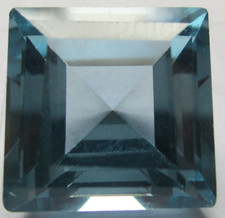 1 synthetischer Stein 16x16 mm, Quasrat, Aquamarin, Treppen-, Korund #106