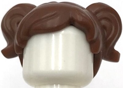 Lego New Reddish Brown Minifigure Hair Short Parted w/ Two Pigtails Part