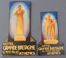 Hotel Grande Bretagne Petit Palais Athenes Luggage Label Original Vintage Travel