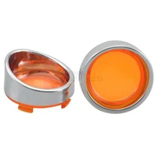 2X Chrome Turn Signal Light Amber Lens Cover Bezels Visor For Harley Davidson