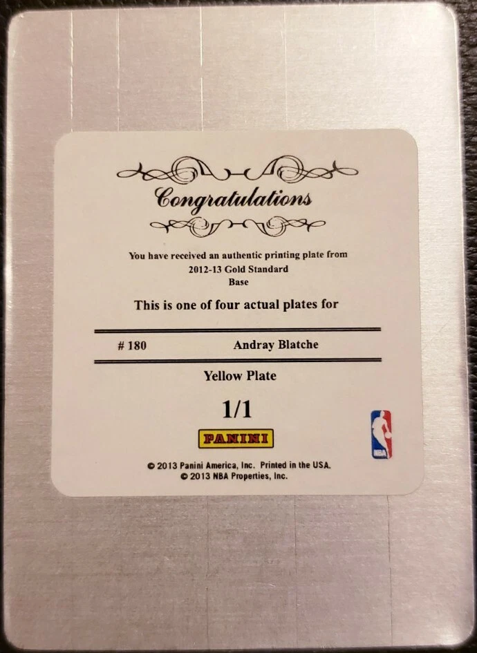 PLACA DE IMPRESIÓN ANDRAY BLATCHE 2012-13 Panini Gold Standard SP #1/1 Nets Wizards Foto 2 de 2
