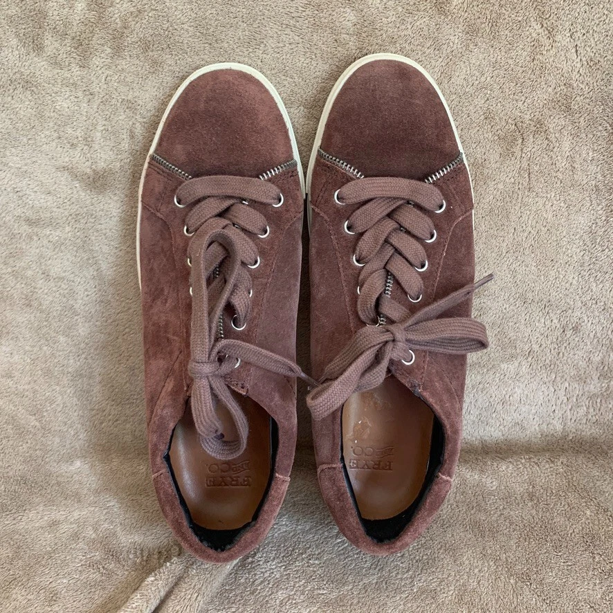 Zapatillas Frye & Co. Para Mujer Sindy Moto Berenjena Gamuza/Cuero Detalle Cremallera EE. UU. 9 Foto 2 de 4