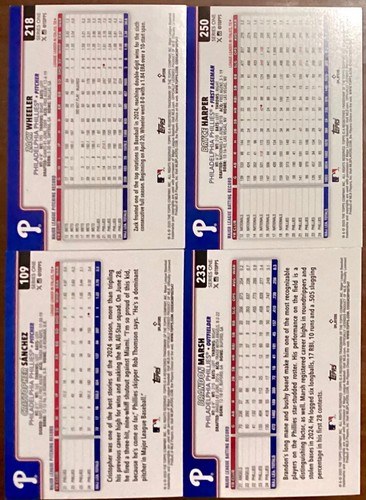 2025 Topps Series 1 Philadelphia Phillies 4 Card Lot Harper, Wheeler, Marsh, San - Picture 2 of 2