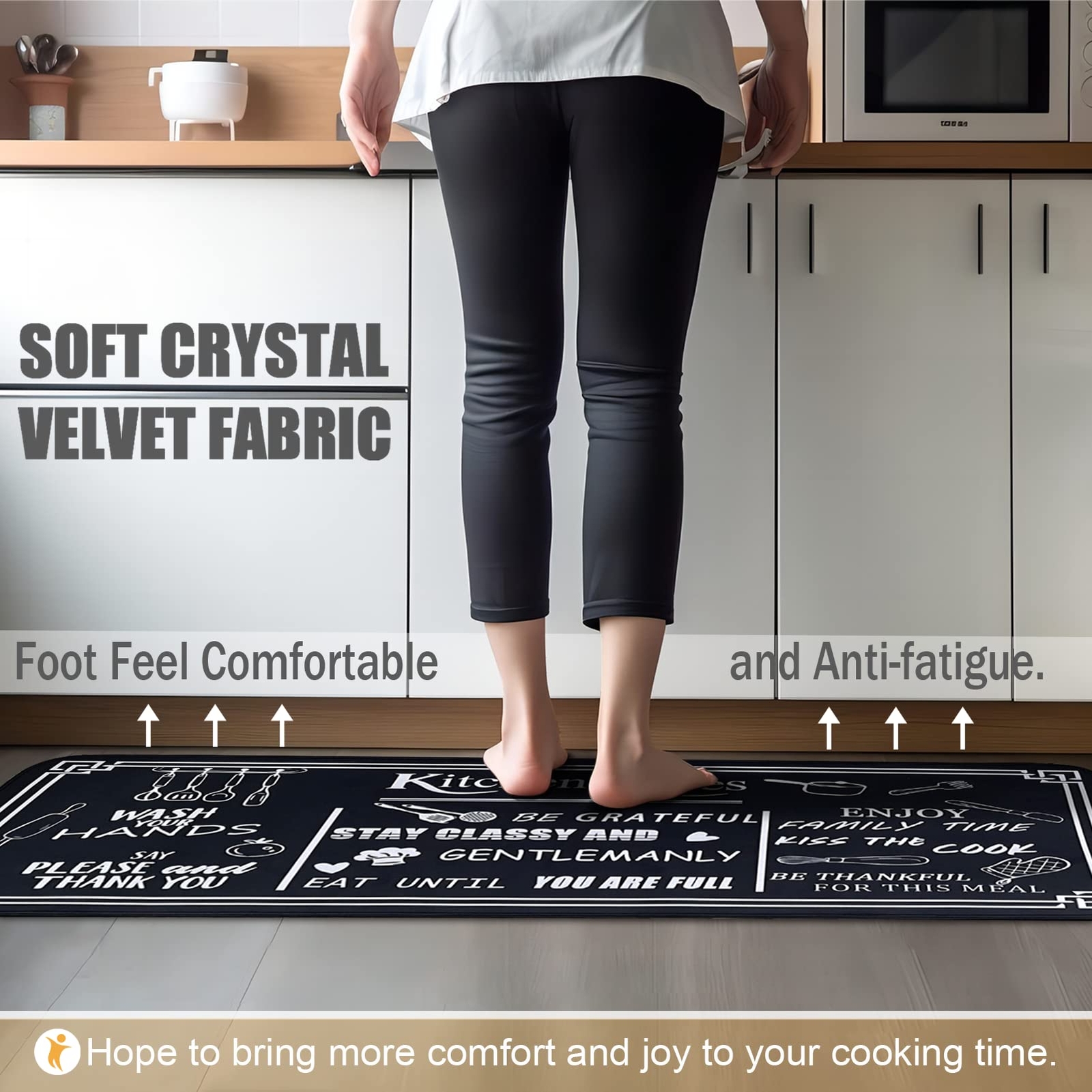 Kitchen Rug Sets of 2 Piece Non Slip Kitchen Rugs and Mats Washable Kitchen M...