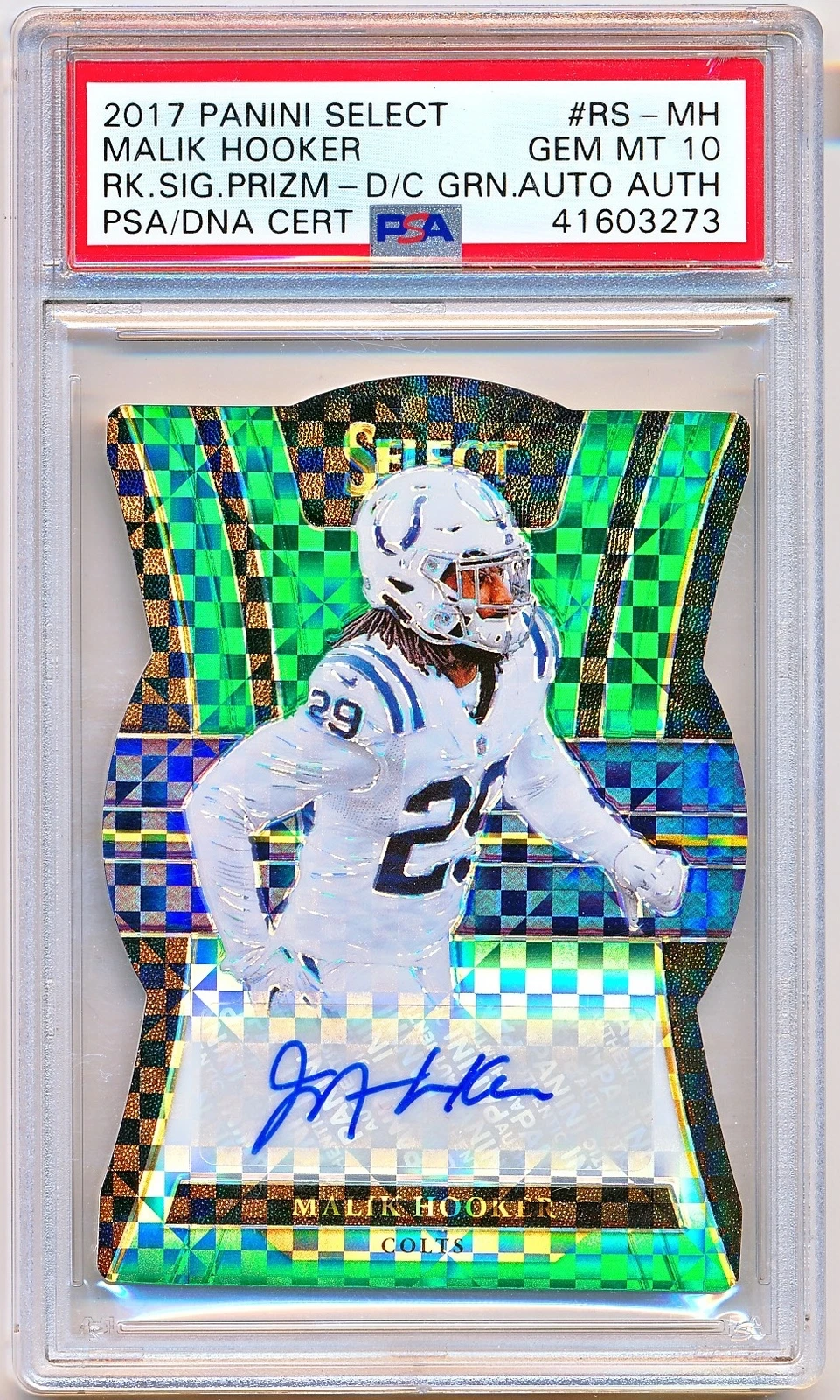 Malik Hooker Panini Select Rookie Signatures Prizm #RSMH Green