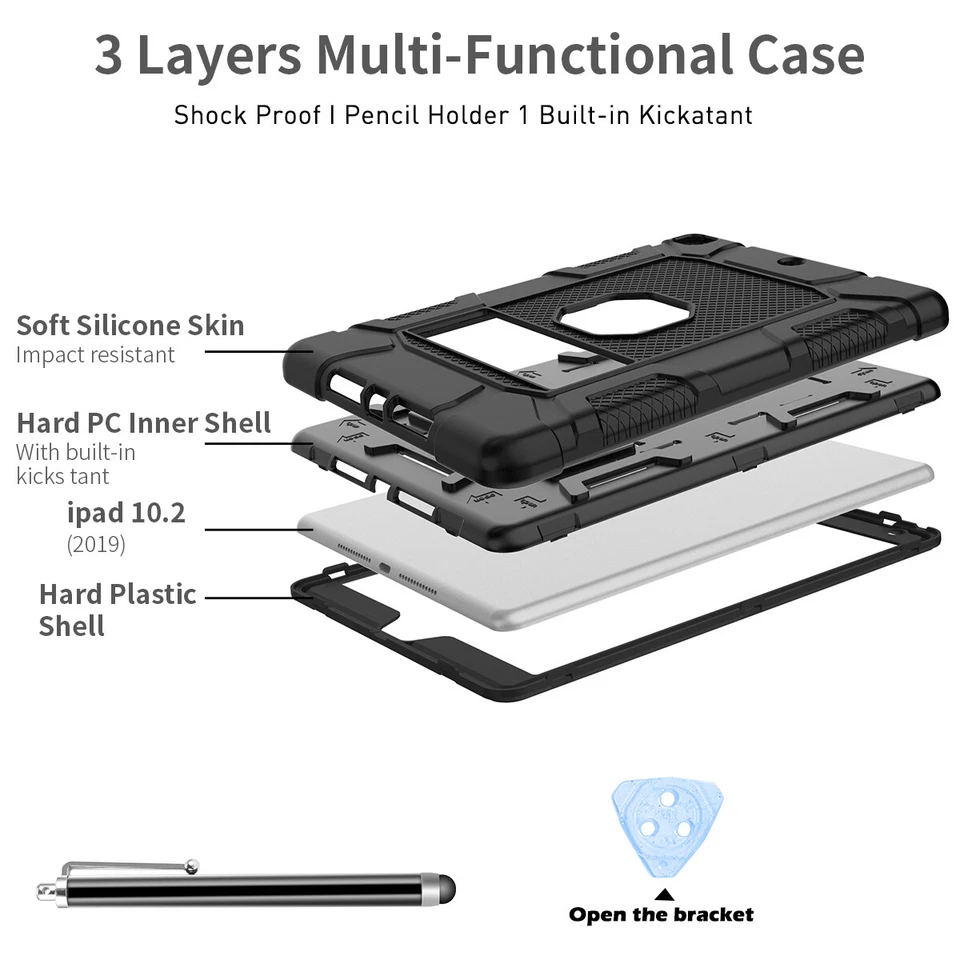 Funda para iPad 9.ª 8.ª 7.ª generación 10,2 pulgadas resistente a prueba de golpes con soporte Foto 3 de 4