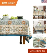 Stylish Country Rustic Floral Table Cloth - Ideal for All Seasons, 71" x 55"