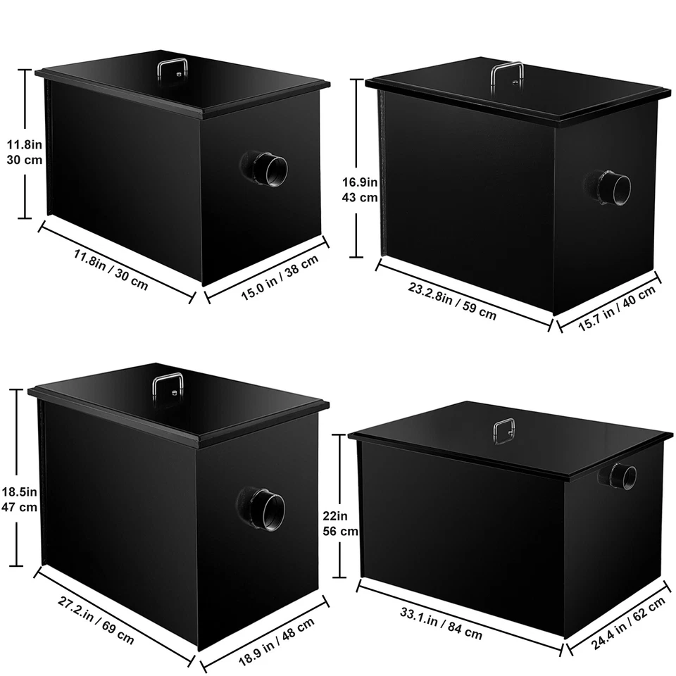 Trampa de grasa interceptora de grasa comercial 8-100 libras 4-50 gpm acero al carbono Foto 2 de 2