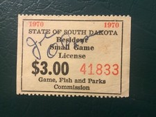 ICOLLECTZONE US South Dakota 1970 Resident Small Game Revenue Stamp VF used