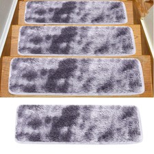 13PCS Shaggy Plush Stair Treads Rug Non Slip Stair Floor Fluffy Mat/Carpet/Pad