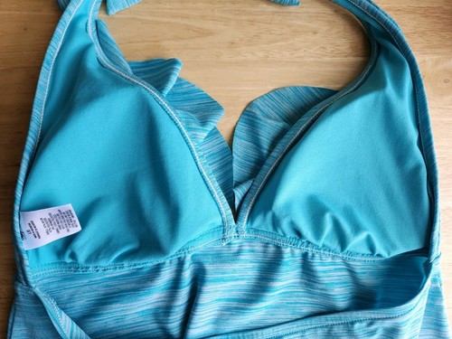 Mossimo Blue Turquoise Tankini Top Size Large Ruffel Trim NWOT - Picture 7 of 9