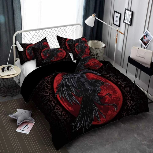 Norse Viking Rune Vegvisir Blood Eagle Duvet Quilt Cover Set Boy Bedding Single - Picture 7 of 28