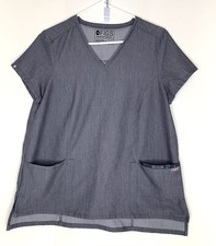 FIGS S Gaya Graphite Gray Contrast Camo Pocket Women's Small Scrub Top