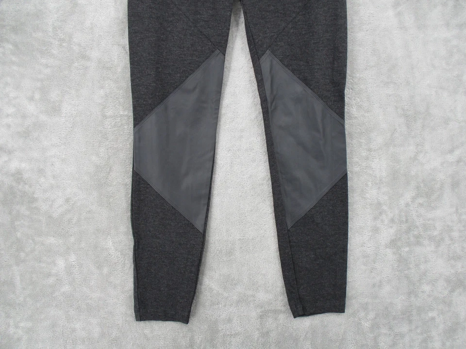 Pure DKNY Pants Womens Medium Leggings Stretch Knit Leather Trim Stretch Moto - Image 4 of 4