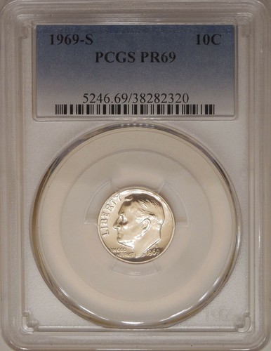 1969-S PCGS PR-69 proof Roosevelt dime superb gem proof - Picture 1 of 9