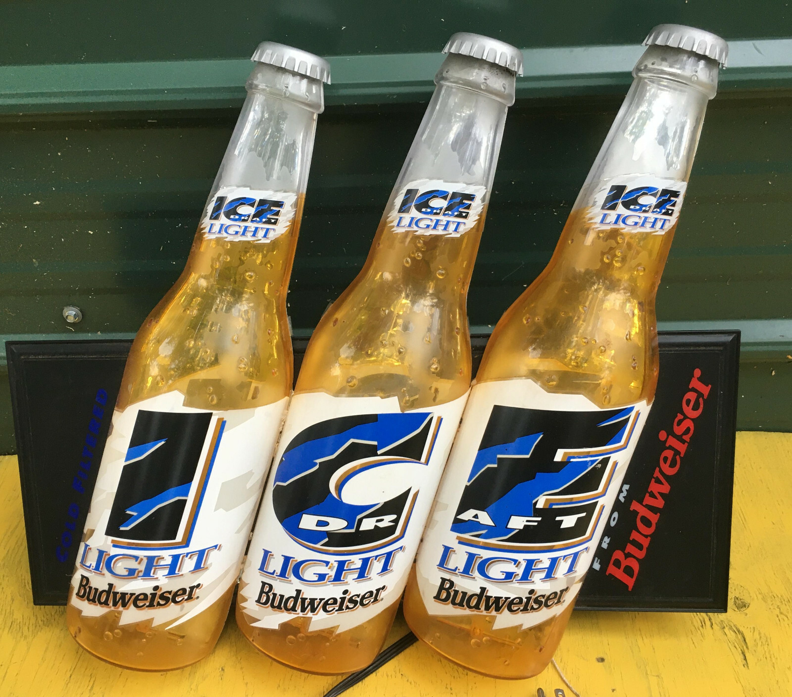Budweiser Ice Light Beer Triple Bottles Light Sign wall display bar 3D