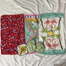 6 Piece Mix Match Kitchen Linen Pot Holders Towel Pre-owned 