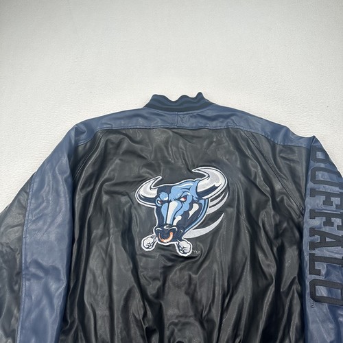 University at Buffalo Bulls Zip Varsity Jacket Sze XL Steve & Barry's Black Blue - Picture 12 of 12