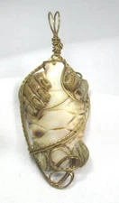 Studio Made Gold Plate Pendant Compo Hand Holding Shell  3 1/2” 19.5 grams
