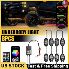 8X RGB LED Rock Lights Trail Underbody Rig Glow Lamp Offroad Pickup SUV Truck US