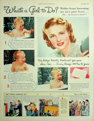 Original 1939 Vintage Health & Beauty Ad: Ivory Soap, Baby's Beauty Treatment