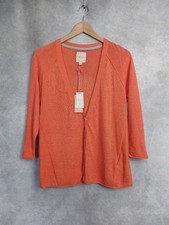 WHITE STUFF CARDIGAN  SIZE 12 NEW W TAGS ORANGE SUMMER WEIGHT COTTON/LINEN VNECK
