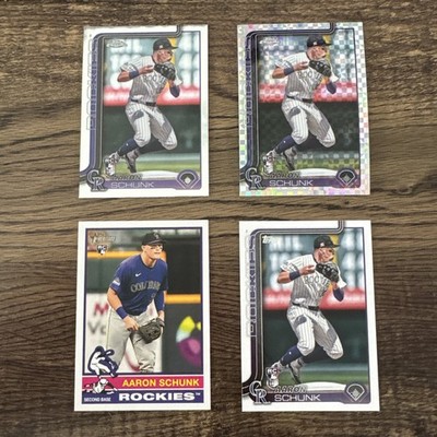 Aaron Schunk 2025 Topps Series 1/Chrome/Heritage RC Colorado 4-Card Lot